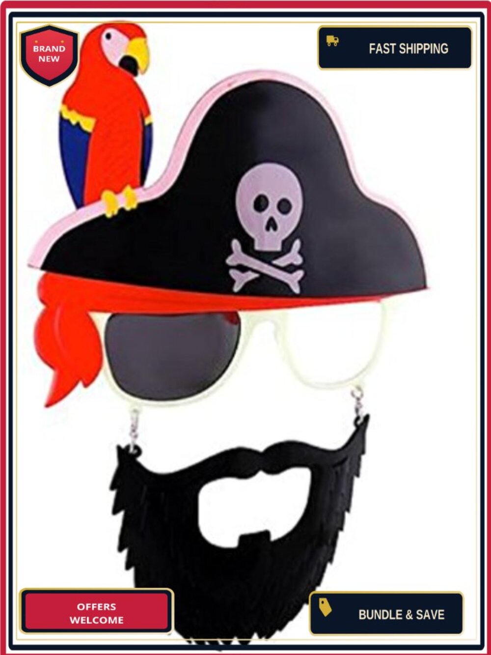 Pirate Sunglasses Eye Patch Parrot Costume Accessory UV400